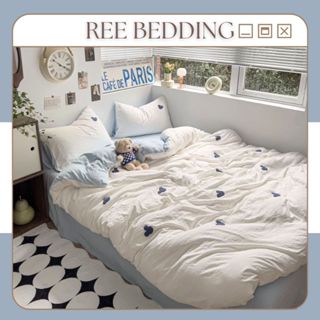 Bộ chăn ga gối Cotton đũi REE Bedding hoạ tiết tai gấu nhỏ CTD249 M3 XD MIX TRẮNG nhiều màu đủ size giường nệm