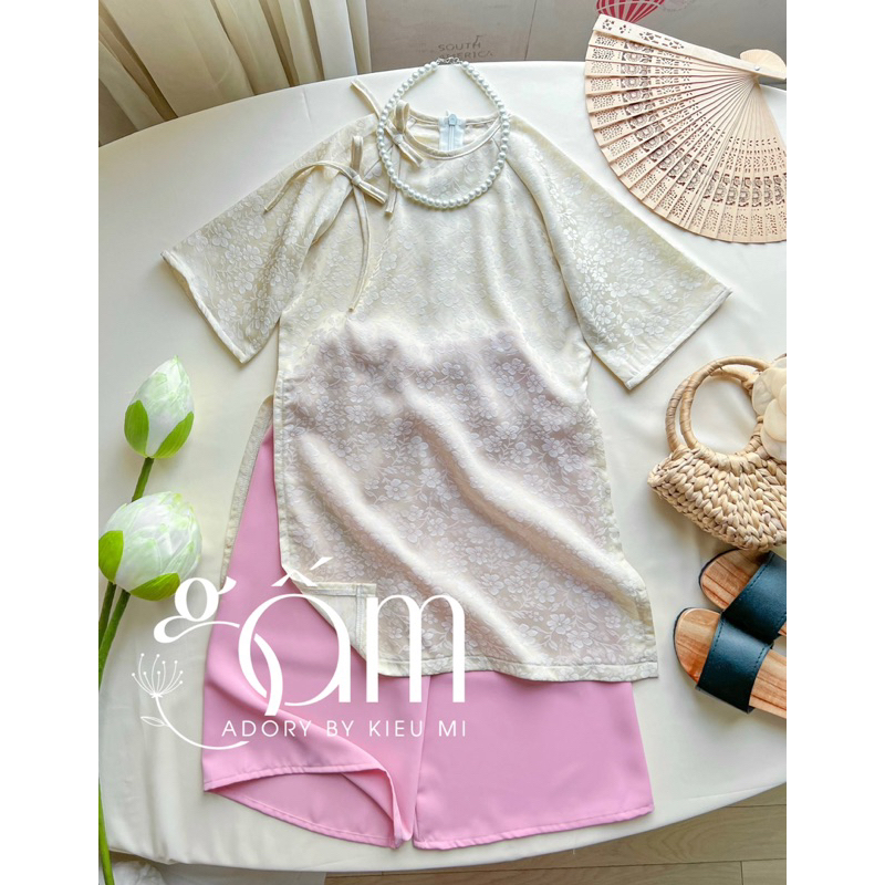 Áo dài gấm hoa cao cấp cho bé 8-41kg