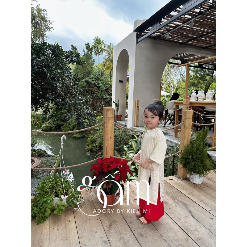 Áo dài gấm hoa cao cấp cho bé 8-41kg