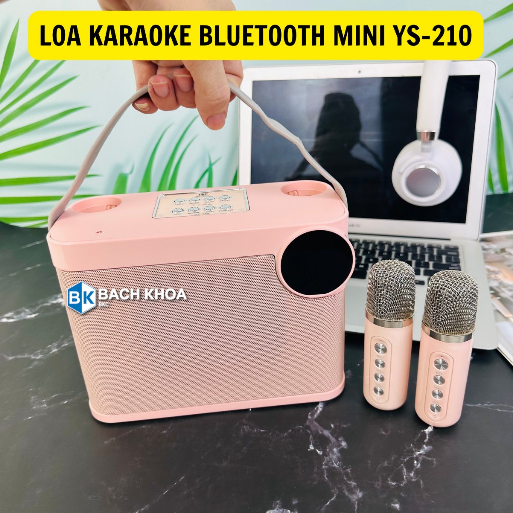 Loa bluetooth karaoke YS-210 kèm 2 míc hát karaoke tiện lợi và công suất mạnh mẽ 20W Bảo hành chính hãng 06 Tháng