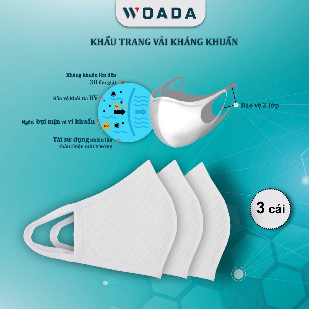 Khẩu trang vải thoáng khí kháng khuẩn freesize WOADA LKKT01