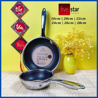 Chảo chống dính sâu lòng BlackCube Fivestar tổ ong inox 3 lớp đáy từ giá tốt