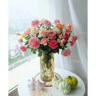 Bình hoa thuỷ tinh màu hổ phách, lọ hoa pha lê cao cấp
