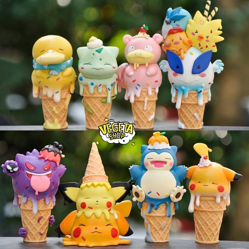 Mô hình Pokemon kem chảy - Charmander Pikachu Bulbasaur Psyduck Snorlax Gengar Lugia Pichu Slowpoke 
