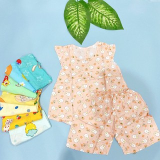 (SIZE 7) Bộ tole lanh (tôn) lanh lụa mặc nhà bé gái QUẦN ĐÙI , tay cánh tiên dễ thương 16-18 kg, bộ hè cho bé, mát mẻ.