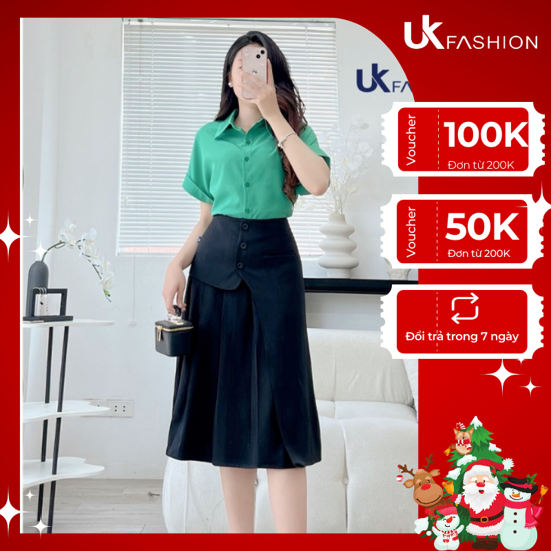 Áo Sơ Mi Nữ UK Fashion Cổ Đức Vai Chờm Chất Vải Mềm Mịn Thoáng Mát Phù Hợp Đi Làm Đi Chơi UKSM2304009