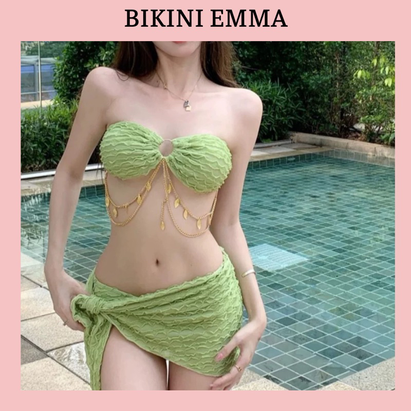 [Hình Thật] Bộ Đồ Bơi Ba Món EMMA Phong Cách Âu Mỹ Thời Trang Quyến Rũ Cho Nữ QCCC