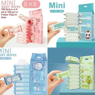 Khăn giấy ướt mini - bịch 8 gói - minshop889