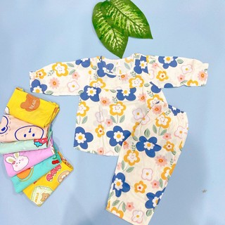 (SIZE 6) Bộ tole lanh (tôn) lanh lụa mặc nhà bé gái tay dài quần dài cổ tròn 14-16kg, bộ hè cho bé, mát mẻ.