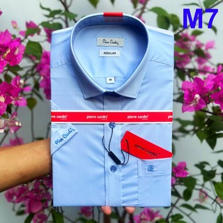 Áo sơ mi nam, sơ mi xanh trơn ngắn tay, sơ mi nam pierre cardin chính hãng mẫu hàn quốc