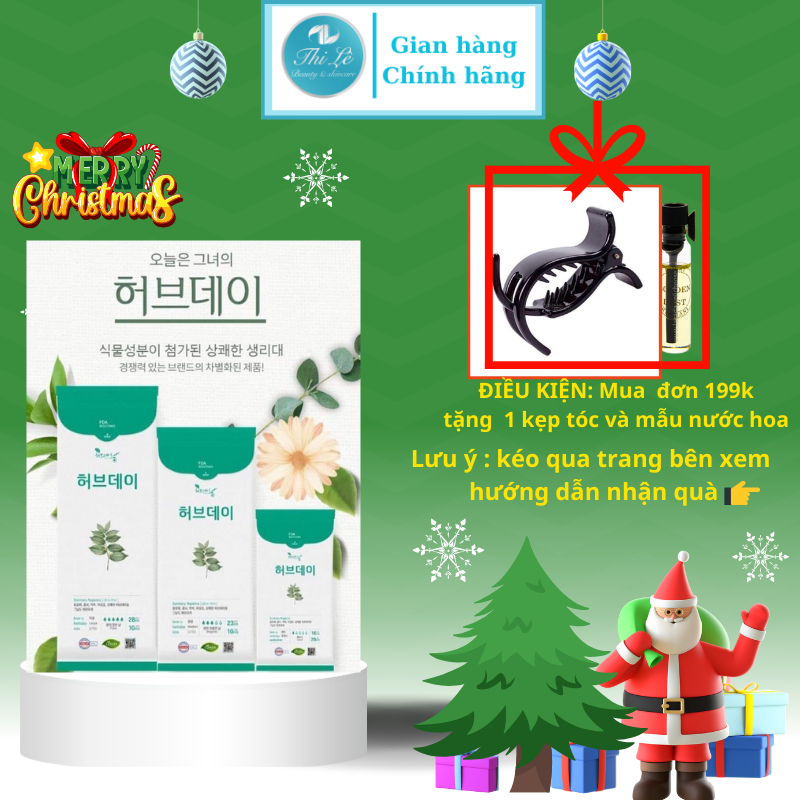 Băng vệ sinh Thảo Dược Hàn Quốc Love U Herbday - có 3 size loại có cánh-16cm- 23cm- 28cm ( Bán lẻ và sỉ)