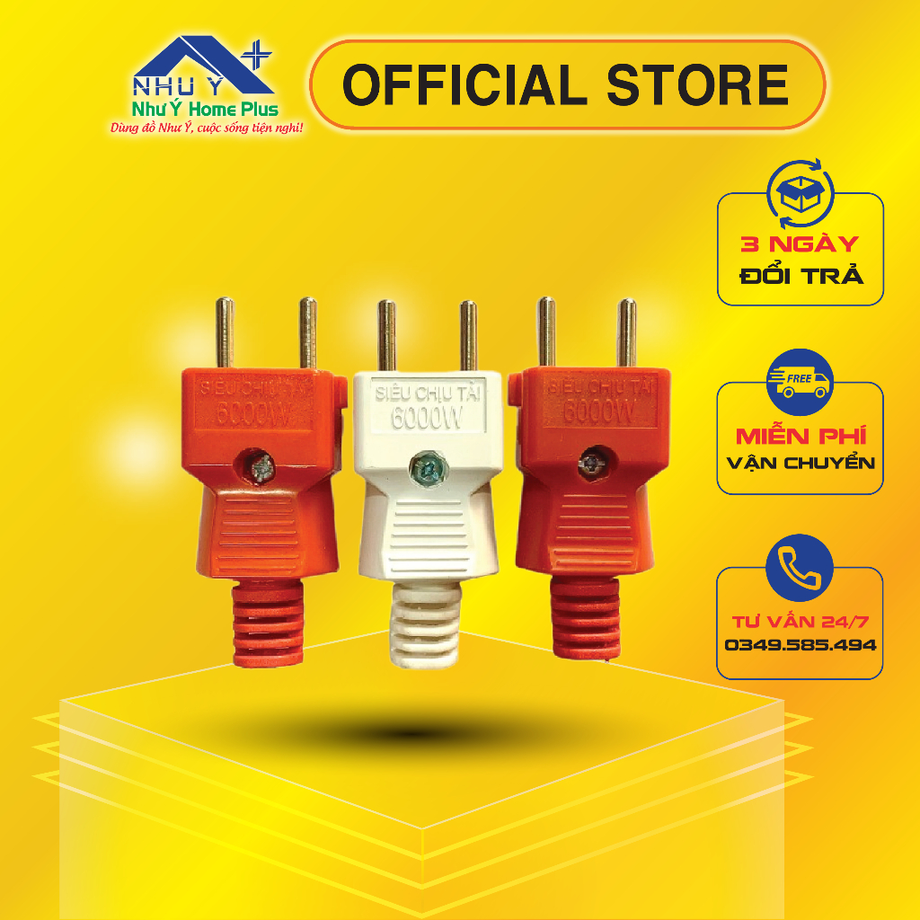PHÍCH CHỊU TẢI 6000W, PHÍCH CẮM ĐIỆN TẢI CAO CHÂN ĐỒNG LOẠI TỐT