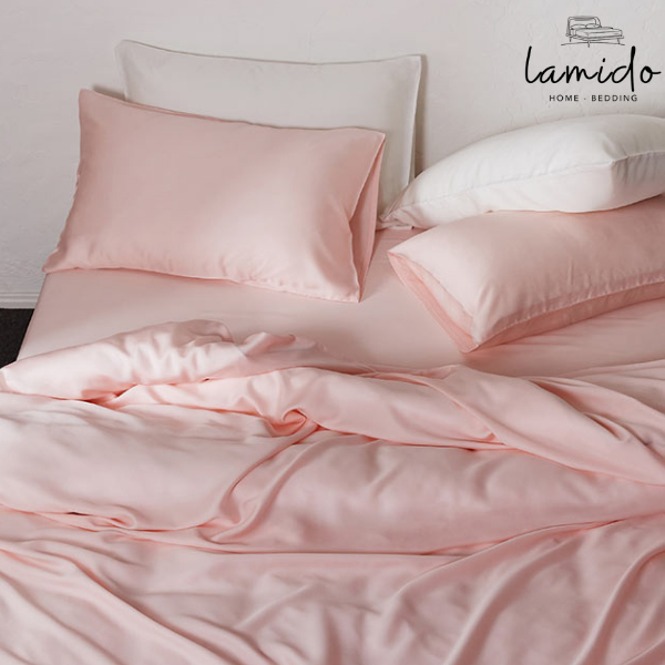 Chăn ga gối lụa tencel 80s LAMIDO mẫu Hồng Phấn đủ size nệm 1m6, 1m8, 2m HÀNG CHUẨN