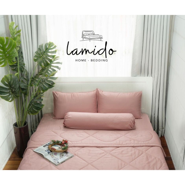Chăn ga gối lụa tencel LAMIDO mẫu Hồng Pastel trơn đủ size nệm 1m6, 1m8, 2m HÀNG CHUẨN