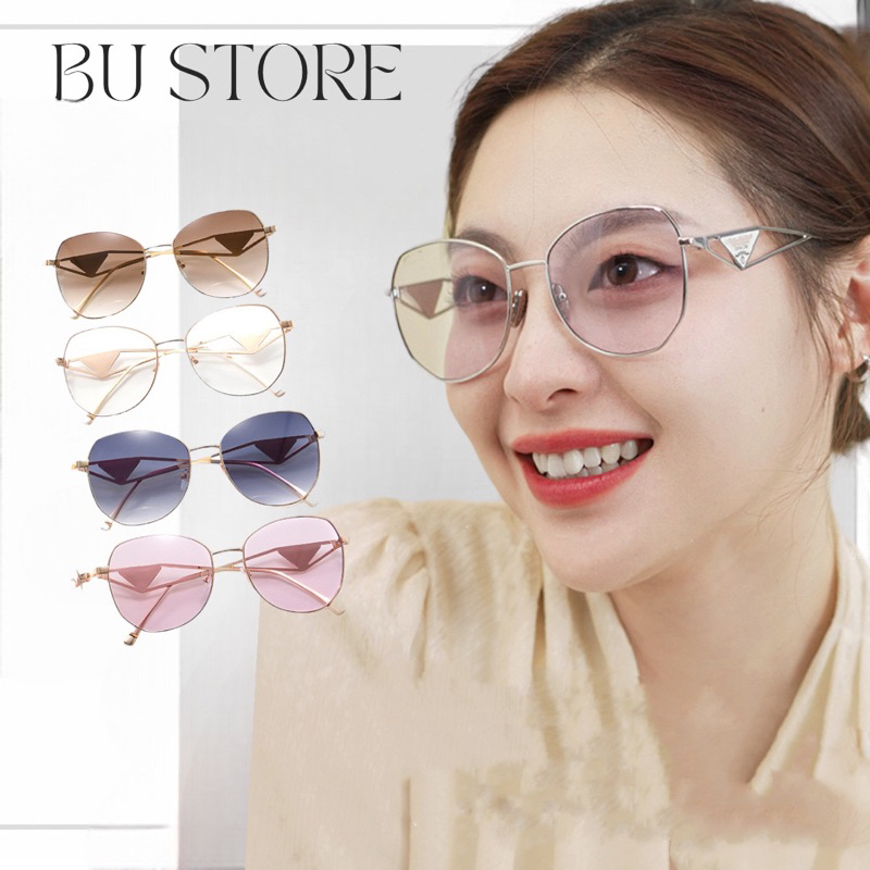 Mắt kính mát nữ cao cấp dáng tròn viền kim loại tráng gương - Bự Store - 1013