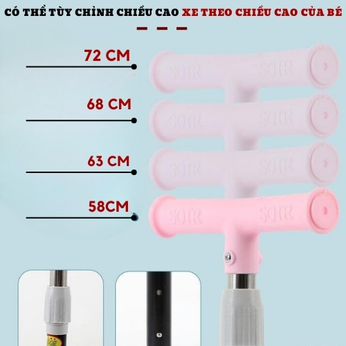 Xe trượt Scooter cho bé 2 - 6 tuổi bánh phát sáng tải trọng 30kg bảo hành 6 tháng BABYHOPE