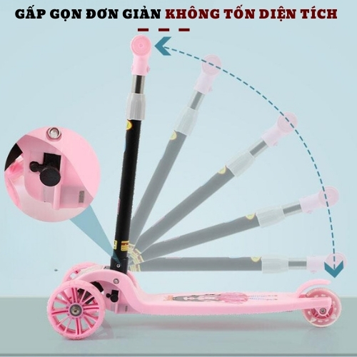 Xe trượt Scooter cho bé 2 - 6 tuổi bánh phát sáng tải trọng 30kg bảo hành 6 tháng BABYHOPE
