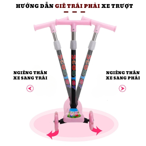 Xe trượt Scooter cho bé 2 - 6 tuổi bánh phát sáng tải trọng 30kg bảo hành 6 tháng BABYHOPE