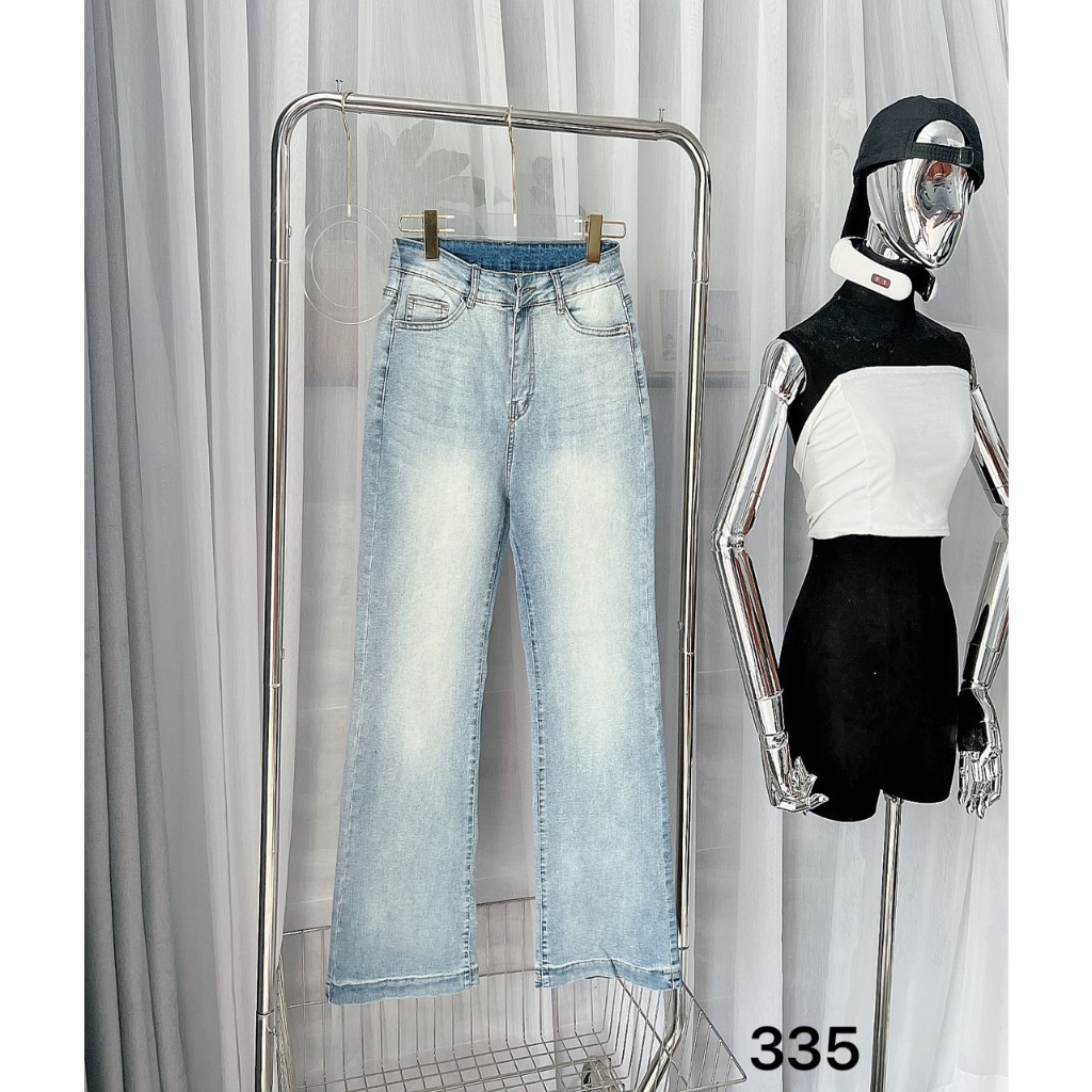Quần jean ống loe bigsize nữ lưng cao kiểu trơn co giãn từ 55kg đến 90kg thời trang 2KJean LOEMS335