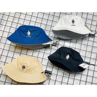 Mũ bucket 2 mặt chính hãng whoau thêu gấu màu trắng nâu xanh navy caro mũ có vành