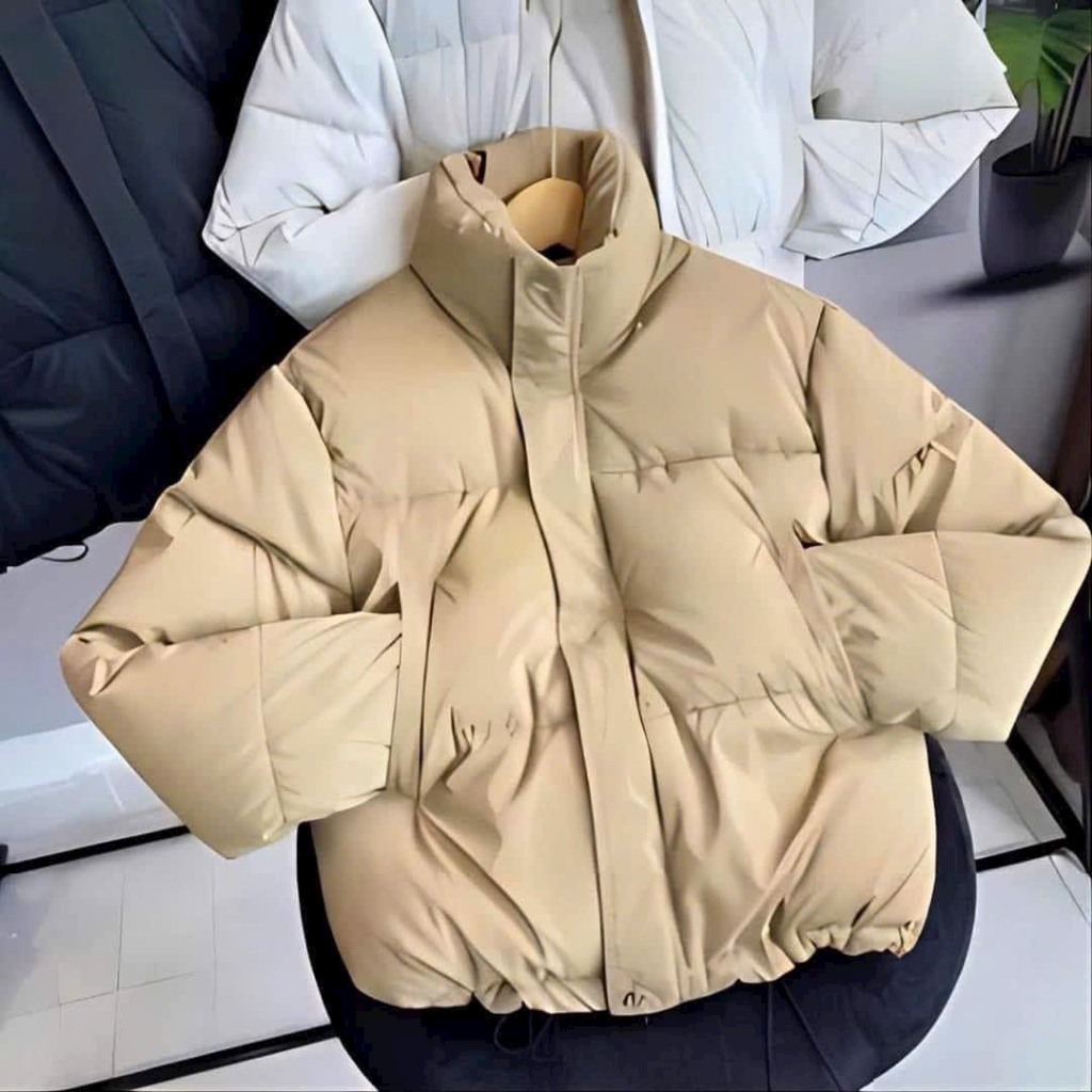 ẢNH THẬT Áo khoác phao nữ chất nhung lì cổ đứng hàng xịn loại 1 dày dặn có dây rút eo, áo phao nhung lì nữ mùa đông