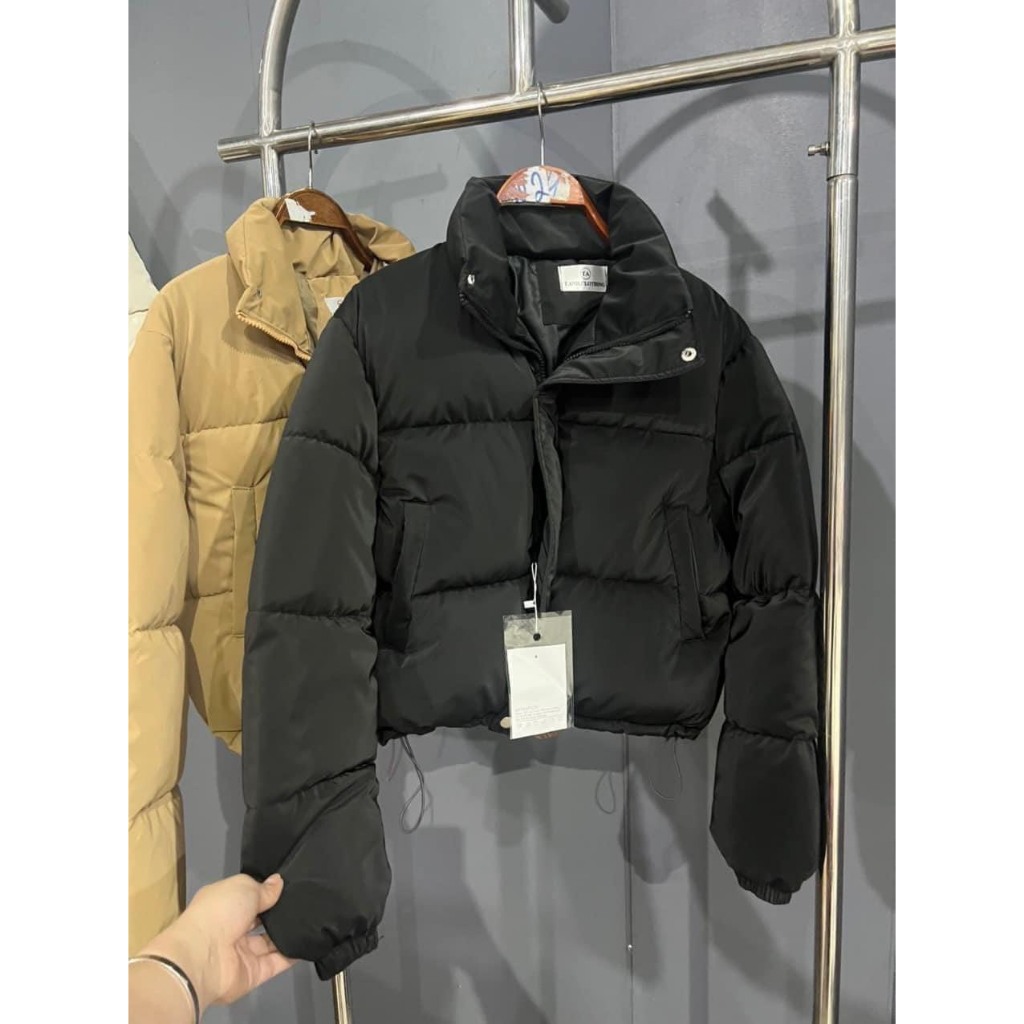 ẢNH THẬT Áo khoác phao nữ chất nhung lì cổ đứng hàng xịn loại 1 dày dặn có dây rút eo, áo phao nhung lì nữ mùa đông