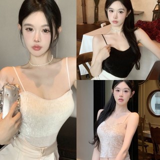 Áo bra hai dây nhung tăm dáng lửng có đệm ngực trend thời trang 2115