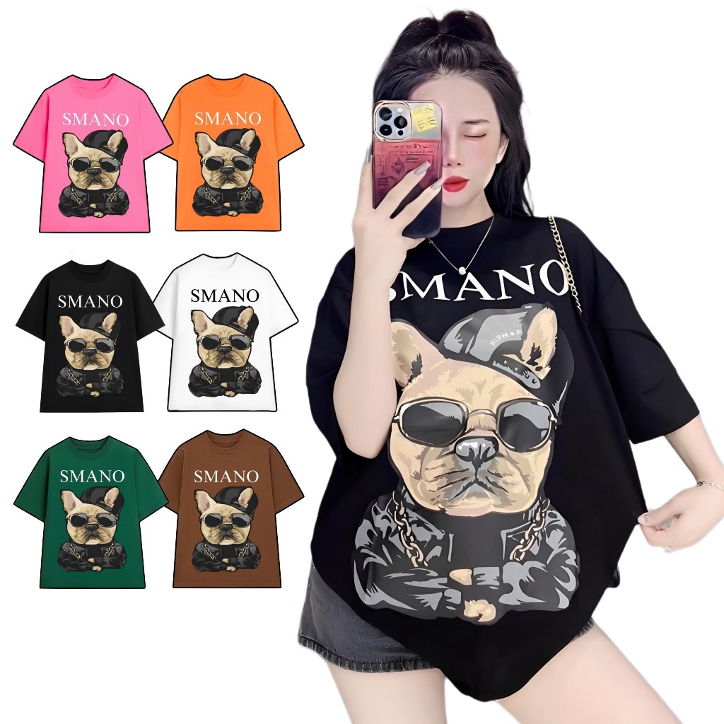 Áo phông form rộng unisex nam nữ, Hàng quảng châu siêu cấp, Chó SMANO