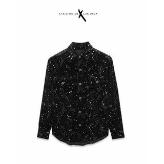 Sơmi nhung sao Lak Studios Star Velvet Black Shirt