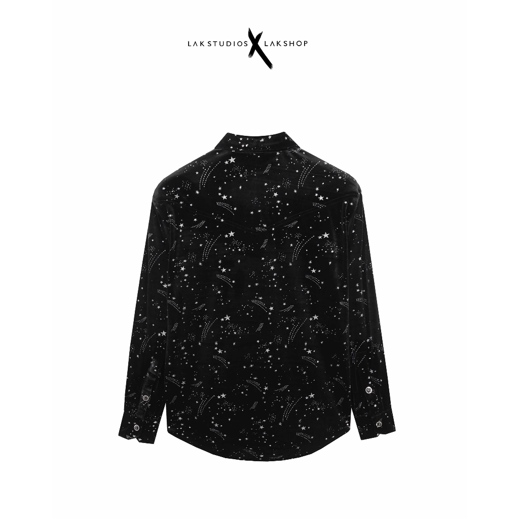 Sơmi nhung sao Lak Studios Star Velvet Black Shirt
