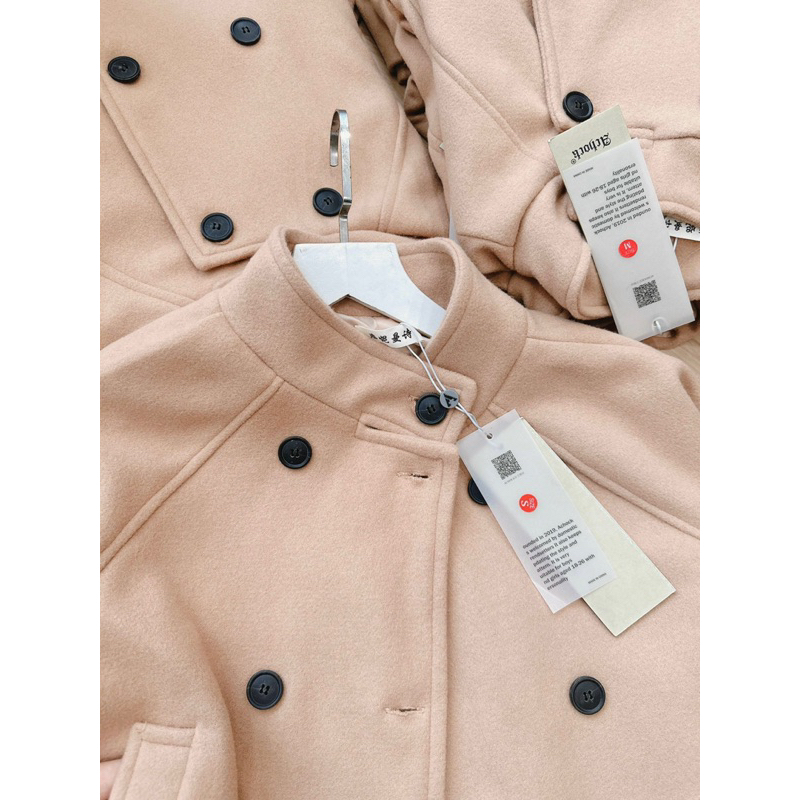 Áo Dạ Kẻ Phối Khuy Siêu Cá Tính, Áo Dạ tweed Ép Dáng Ngắn FOLIA COAT