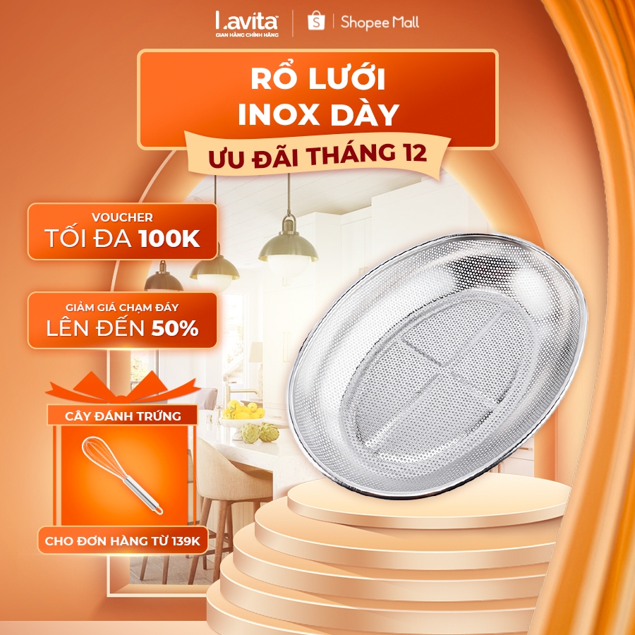 Rỗ lưới đa năng, tiện lợi Lavita bằng inox dày,chống gỉ,kiểu dáng đẹp mắt, đựng rau, hoa quả - nhiều size