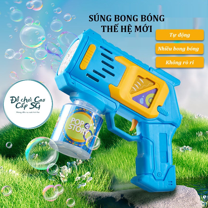 Súng bắn bong bóng tự động có đèn làm quà tặng sinh nhật cho bé gái, bé trai