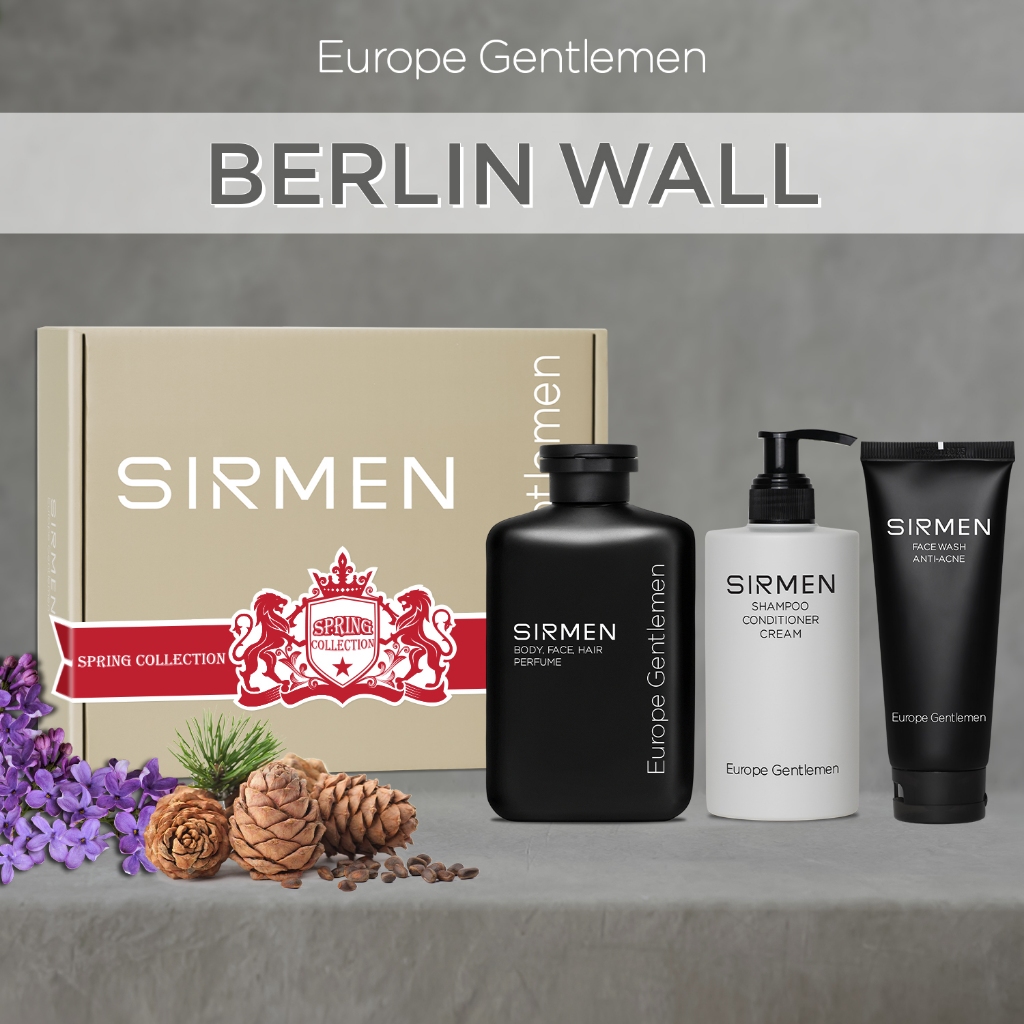 GIFTBOX Combo 3 - Berlin Wall Sữa tắm gội nam 4 in 1 - Dầu gội xả dưỡng nam 3 in 1 và Sữa rửa mặt nam 2 in 1 SIRMEN