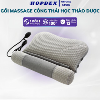 Gối Massage Sưởi Điện Công Thái Học HOPDEX Thảo Dược 2 IN 1 Chườm Nóng Giảm Đau Cổ Vai Gáy Chống Gù