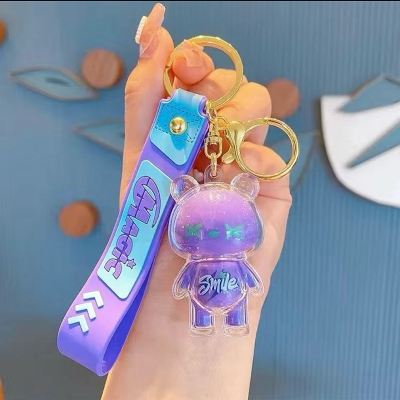 Móc gấu 2 lớp dễ thương cute làm móc treo chìa khoá