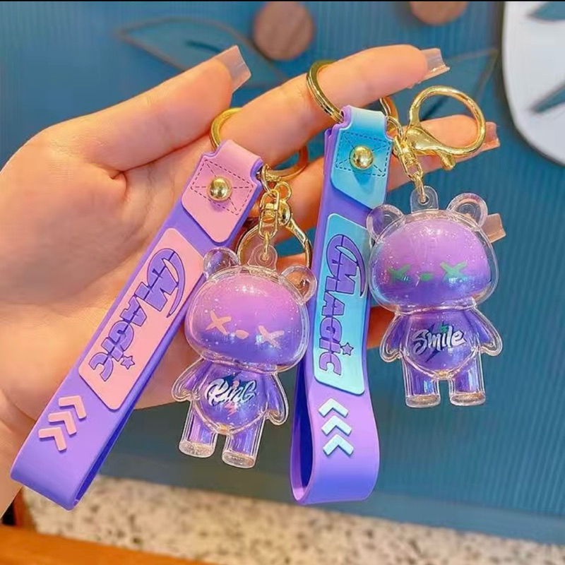 Móc gấu 2 lớp dễ thương cute làm móc treo chìa khoá