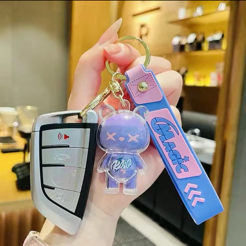 Móc gấu 2 lớp dễ thương cute làm móc treo chìa khoá