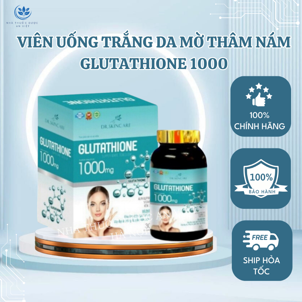 Viên Uống Trắng Da Mờ Nám Giảm Nếp Nhăn Glutathione 1000mg