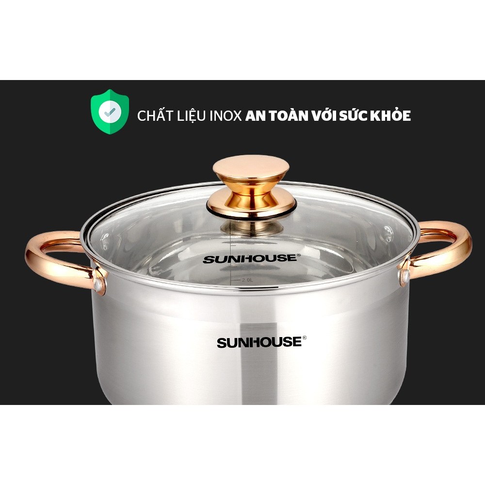 Bộ nồi 5 đáy Sunhouse SH781 inox cao cấp dùng trên mọi loại bếp