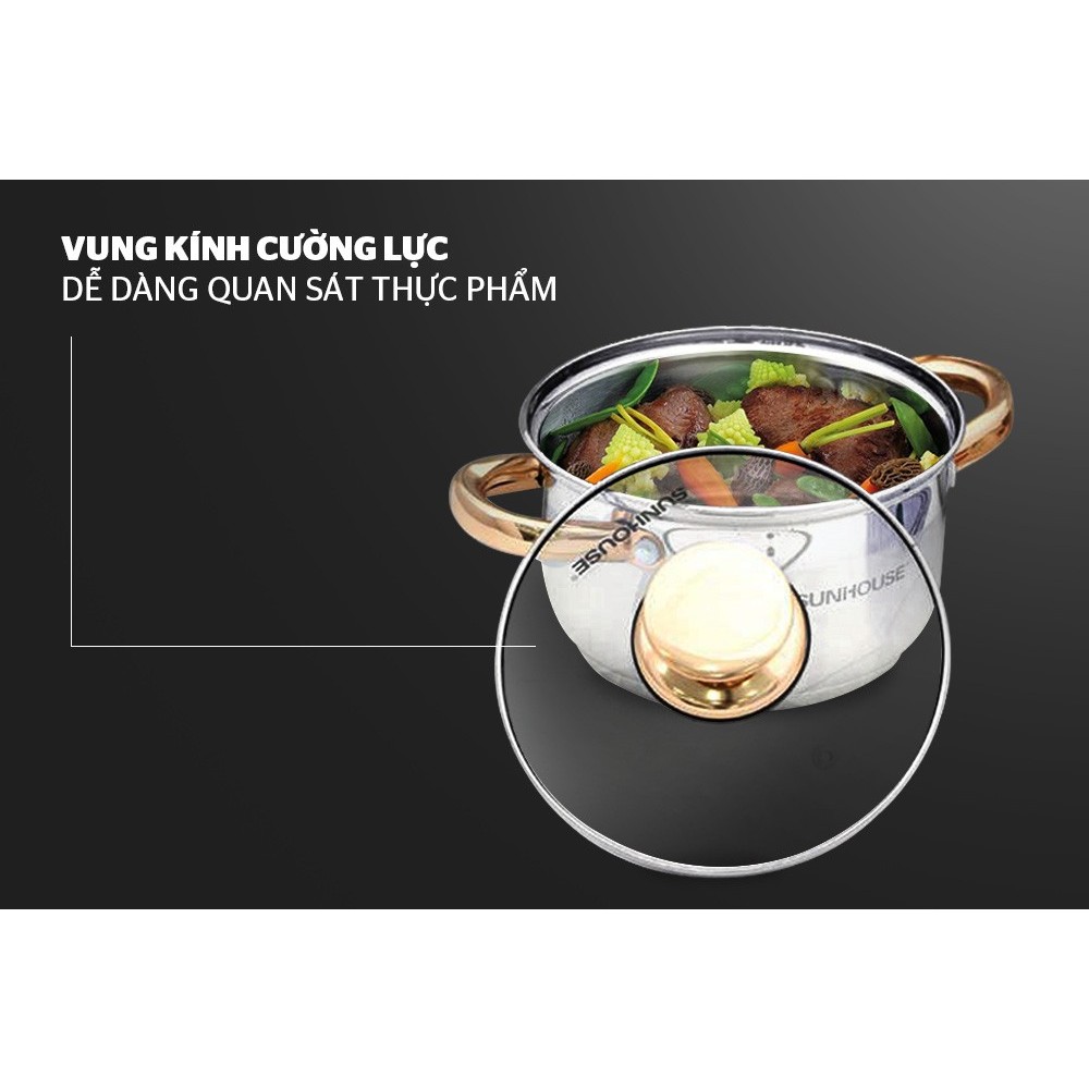 Bộ nồi 5 đáy Sunhouse SH781 inox cao cấp dùng trên mọi loại bếp