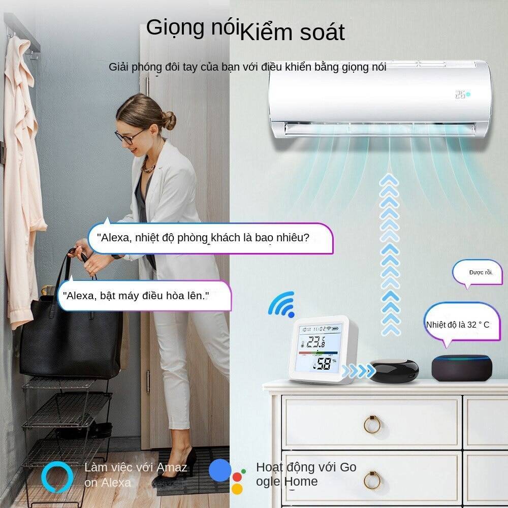 Cảm biết nhiệt ẩm có màn hình tuya zigbee