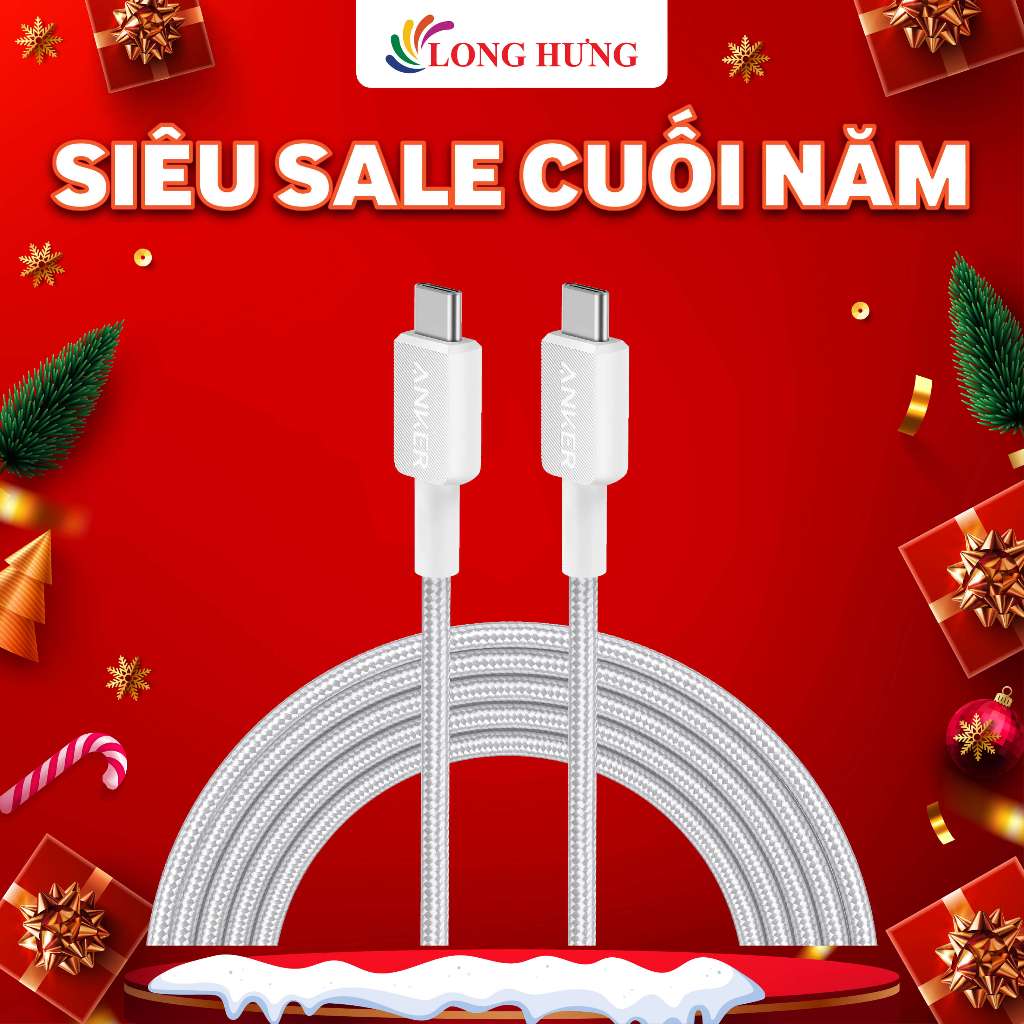 Cáp USB Type-C to Type-C Anker 322 Nylon Cable III 60W 0.9m A81F5/1.8m A81F6 - Hàng chính hãng