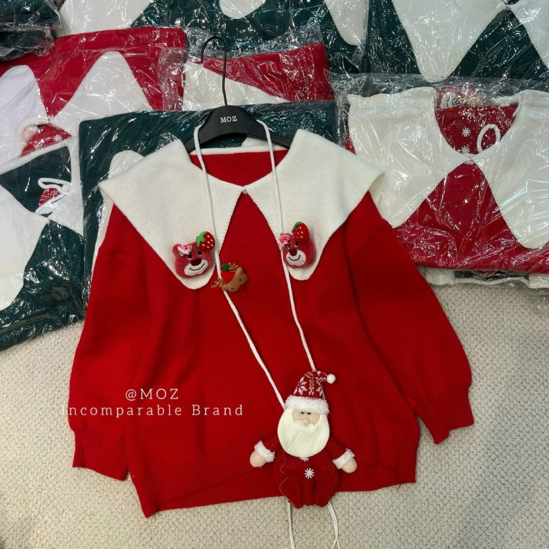 Áo len Gấu Dâu kèm túi noe