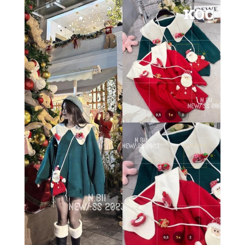 Áo len Gấu Dâu kèm túi noe