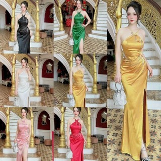 Đầm dạ hội cổ yếm hồ điệp cao cấp-tko tặng hoa tai thời trang