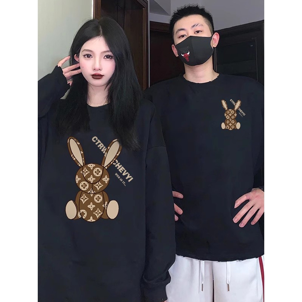 Đồ đôi hoodie thỏ nam nữ local brand có mũ dây sweater cổ tròn mùa đông cặp cùng người yêu L66 HD204