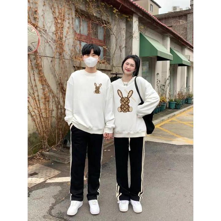 Đồ đôi hoodie thỏ nam nữ local brand có mũ dây sweater cổ tròn mùa đông cặp cùng người yêu L66 HD204