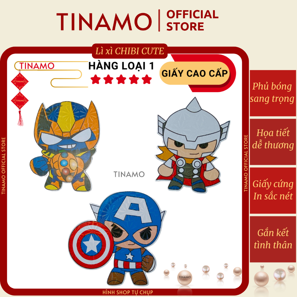 Set 10 bao lì xì Chibi Tết 2024 được chọn mẫu , Lì xì Chibi hoạt hình dễ thương, Hàng cao cấp TINAMO