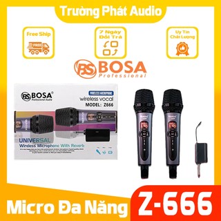 Micro không dây đa năng độ nhạy cao,chống hú giọng hát trong ấm,có tích hợp echo 5 mức độ Bosa Z666